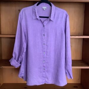 J. Jill 100% Linen Button Down Shirt Size Large | Spring Summer Lightweight